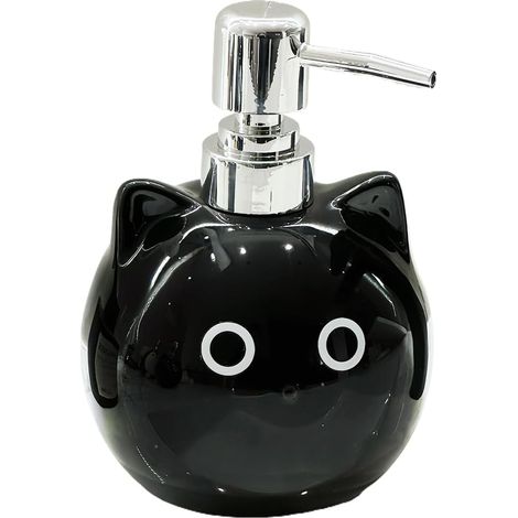 Bouteilles De Savon pour Les Mains Vides 480 ML Légères Anti-Goutte - Flacons À Pompe Vides Remplissables en Céramique Chat Noir pour Shampooing, Gel Douche, Voyage, Bureau, Maison, (1/5)