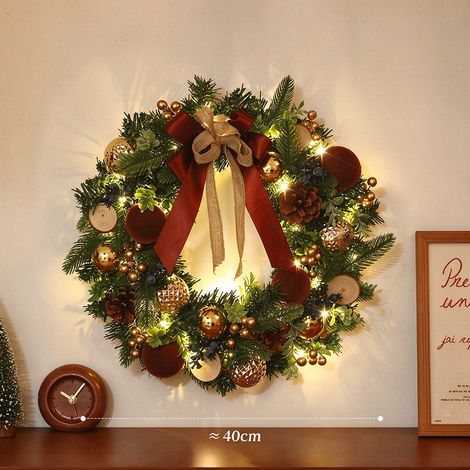Couronne de Noël Lumineuse 40 cm, Décoration de Noël, Décoration d'Intérieur (1/4)