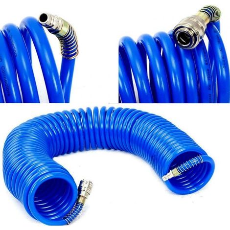 TUBO ARIA COMPRESSA SPIRALE 12X8MM 10 METRI FLESSIBILE PER COMPRESSORE RACCORDO (1/5)