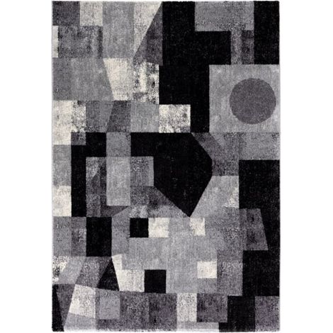 Tapis moderne rectangulaire design géométrique noir gris Milano GRI012 (1/3)