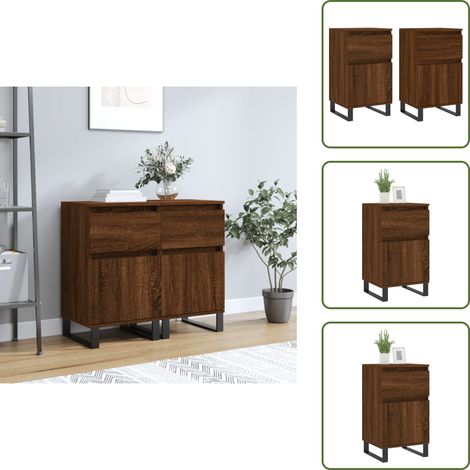 Credenze multistrato - vidaXL Credenze 2 pz Rovere Marrone 40x35x70 cm in Legno Multistrato - Credenze per casa