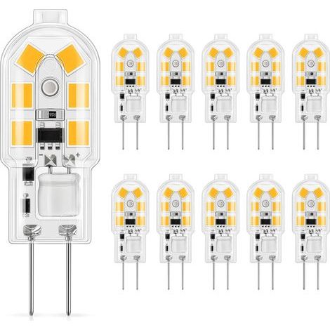 Ampoule G4 LED 12V, 1.5W équivalent à 15-20W halogène, Blanc chaud 3000K, 160lm, G4 LED ampoule d'éclairage, Parfait pour hotte de cuisine et lustre, Non dimmable, 10 Pièces [Classe énergétique F] (1/5)
