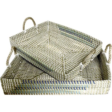 Plateau Décoration Set 2 Seagrass 48X38X15 (1/3)