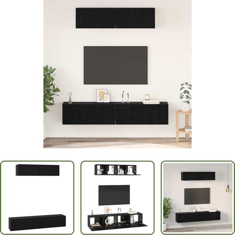vidaXL Meuble de salon - Ensemble meuble TV 4 pcs Chêne noir Bois d'ingénierie (1/5)