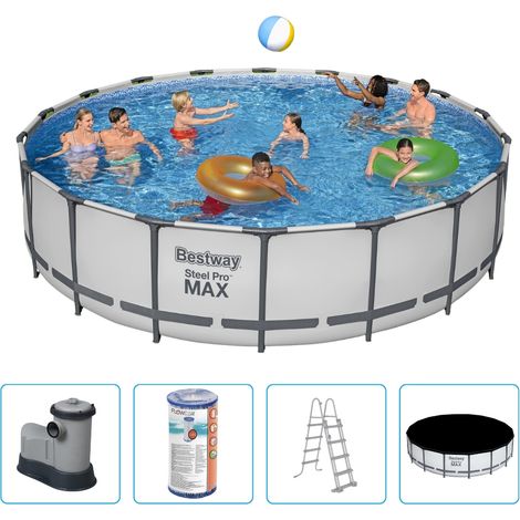 Piscine Bestway Steel Pro MAX - 549 x 122 cm - Ronde - Avec pompe de filtration + accessoires (1/5)