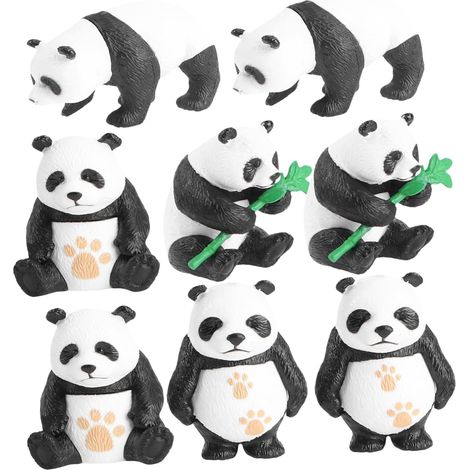 8 Pièces Décoration Panda Géant Décor De Maison De Poupée Décor De Panda pour Table Ornement Décoratif d'animaux Mini Figurine Résine (1/5)