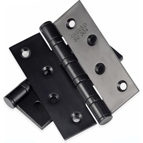 2 charnières de fenêtre (noires) 100 mm, charnières de porte de placard, ZQKLA (1/5)