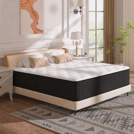 Matelas 140x190 cm, épaisseur 30 cm, Matelas 2 Personnes luxe épais en mousse haute densité, Confort Équilibré, Ergonomique et Transpirable (1/5)