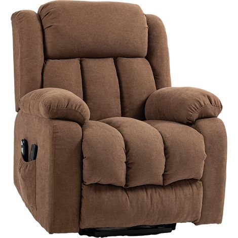 HOMCOM Poltrona Relax Alzapersona con Massaggio e Reclinazione Tessuto Marrone (1/5)