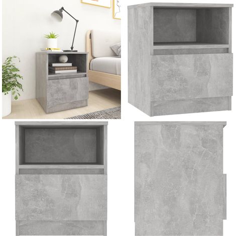 Nachttisch Betongrau 40x40x50 cm Holzwerkstoff - Nachttisch - Wohnzimmer - Sideboard - Grau - Betongrau - Home & Living