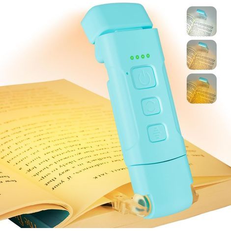 Lampe de Lecture au Lit - 3 Couleurs 5 Luminosités Réglables USB Rechargeable pour Lecteurs Enfants Bleu (1/5)