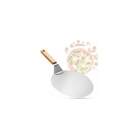 Déstockage Pelle à pizza en acier inoxydable avec manche en bois, poussoir à pizza pour pierre à pizza, poussoir à pain, pelle à gâteau, pelle à pizza,(10 pouces) (1/5)