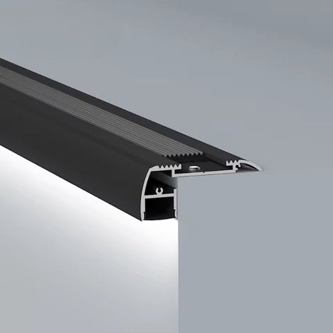 Nez de Marche Alu 2M Noir pour Ruban LED 10mm - SILAMP (1/5)