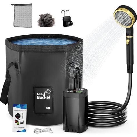 Douche de Camping Douche Portable 20L Douche Portable chauffante Douche Exterieur Pompe de Douche Électrique Rechargeable Kit Douche de Camping pour Extérieure Camping Randonnée (1/5)