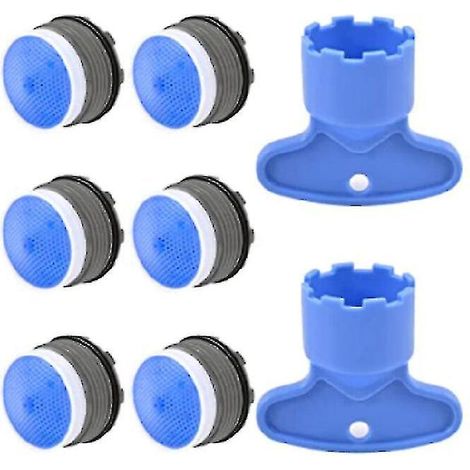 Lot de 6 aérateurs de robinet M18,5 + 2 outils de démontage d'aérateur, pour salle de bain ou kit de restriction de débit et aérateur à brancher de 18,5 mm (1/5)