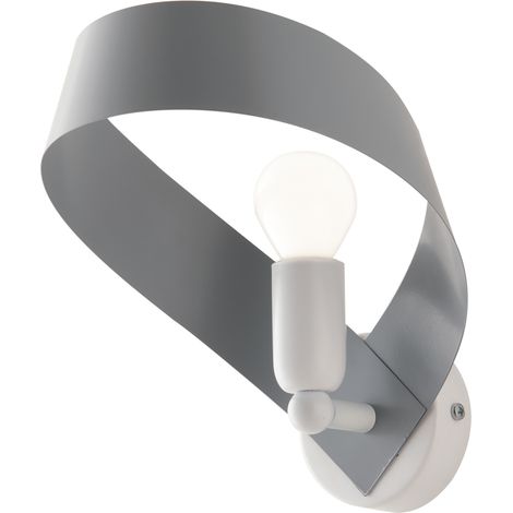 Applique moderna in ferro Bianco Grigio una luce 26x h19 cm (1/3)