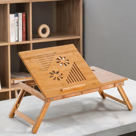 Table de lit pour ordinateur portable en bambou 55 x 35 cm (1/5)