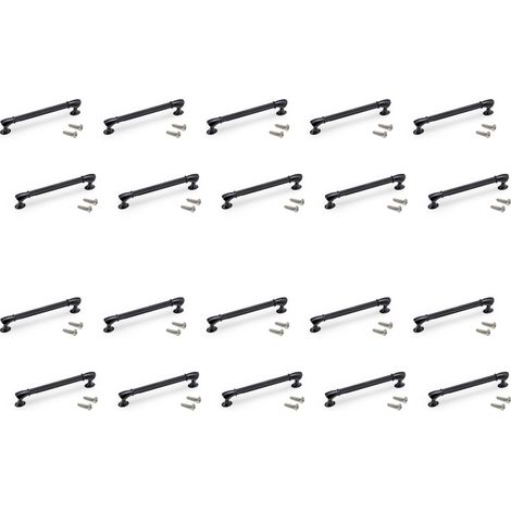 Emuca Lot von 20 Möbelgriffe Suez, L184mm, 160mm Achsenabstand, Aluminium, Schwarz lackiert
