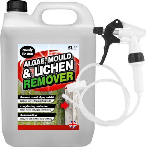 2 x 5L Mould Algae & Lichen Remover Spray With Convenient Long Hose Trigger