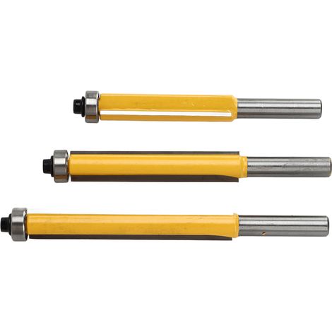 3-teiliges Set Bündigfräser aus Wolframstahllegierung mit geradem Kugellager und 8-mm-Schaft für die Holzbearbeitung (1/5)