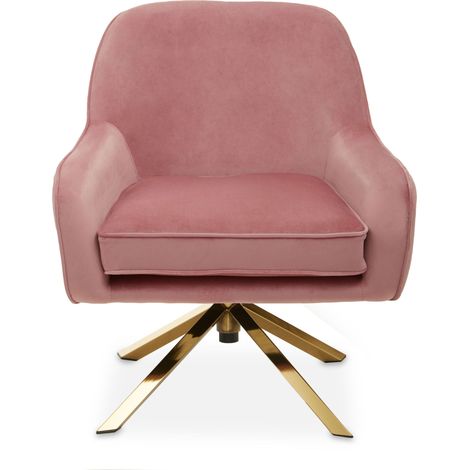 Interiors by Premier Pink Armchair with Velvet Upholstery, Angular Base with Gold Finish, Velvet Dining Chair for Living Room (1/5)