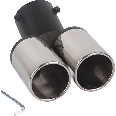 Silencieux d'échappement universel pour voiture, bouche ronde, Double tube incurvé, en acier inoxydable (1/5)