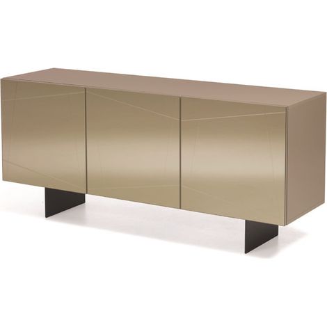 Madia credenza a 3 ante in vetro specchio bronzo scocca tortora e 2 piedini ISIDE (1/3)
