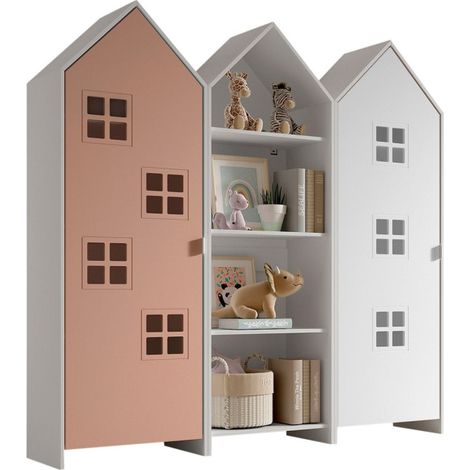 Pack - Étagère & 2 Armoires "Casami Bruges" 171cm Rose & Blanc (1/2)