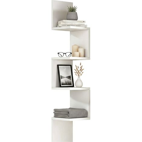 Dmora - Mensola Kalliope, Scaffale, Ripiano a muro, Scaffalatura multiuso, 22x22h117 cm, Bianco, con imballo rinforzato, con imballo rinforzato