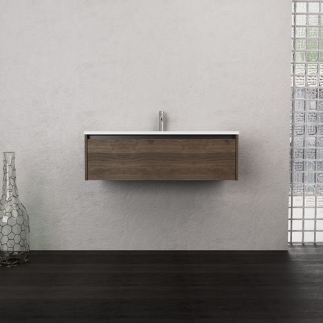 Inda - Mobile bagno L.100 con lavabo opaco / Rovere castano 1