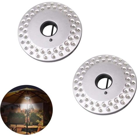 Lot de 2 guirlandes lumineuses pour parasol de terrasse, éclairage extérieur, 48 LED, étanches (piles AA non incluses) (1/5)