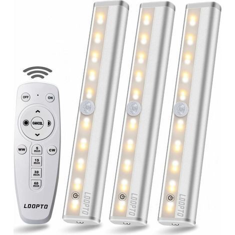 Lampe murale sans fil 3 pièces avec télécommande – luminosité réglable – fonction mémoire – idéale pour placard, miroir et autres espaces intérieurs (1/5)