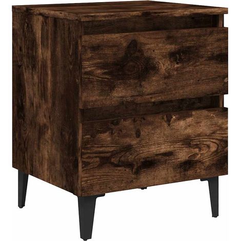 Maison Exclusive - Mesita de noche con patas de metal roble ahuma (1/5)
