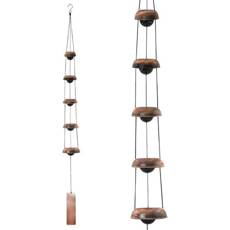 Carillons en cuivre pour l'extérieur, carillons de temple avec 5 cloches, carillons éoliens pendentifs en bronze pour la décoration de la maison, du jardin, du patio et du jardin (1/5)
