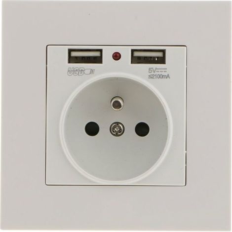 Prise murale encastrable avec USB - MICH - Double USB 5V/2100mA - Charge rapide - Norme européenne - Installation facile (1/4)