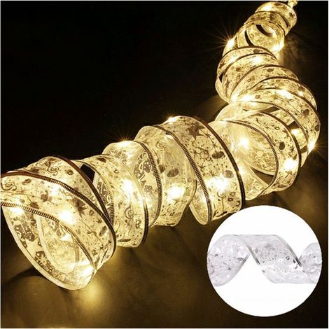 Guirlandes lumineuses de Noël, 5 m, décorations pour sapin de Noël, Nouvel An, fête, pavillon de mariage, décorations pour sapin de Noël, jardin chaleureux (lampe chaude argentée)