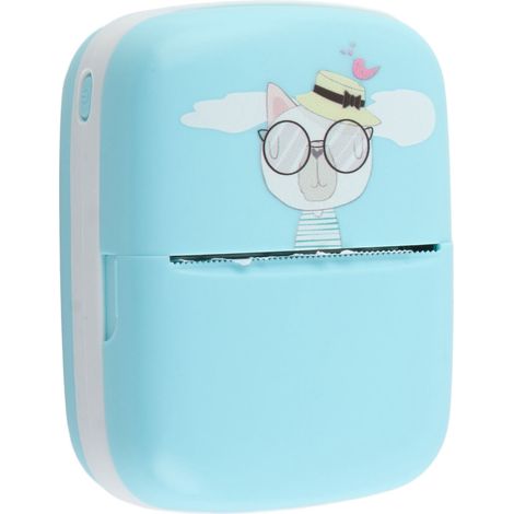 Imprimante thermique de poche Mini HD Bluetooth sans encre pour téléphone portable, idéale pour les étudiants (bleue) (1/5)