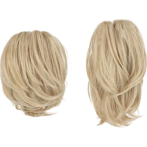 Extension de cheveux naturels avec pince pour chignon décoiffé et fil flexible - Queue de cheval de 20 cm pour coiffures élégantes et usage quotidien (1/5)