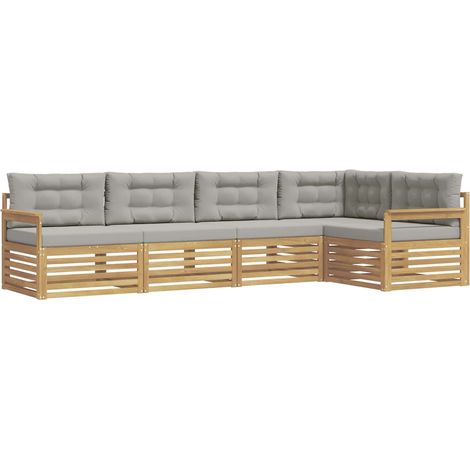 Outdoor Sofa Set 6 pcs White and Light Grey Polyester vidaXL (1/5)