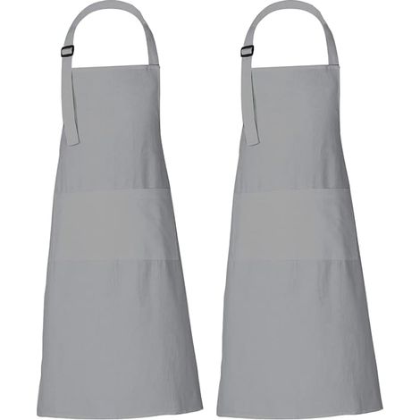 Grembiule da cucina con 3 tasche, regolabile, unisex - grigio (1/3)