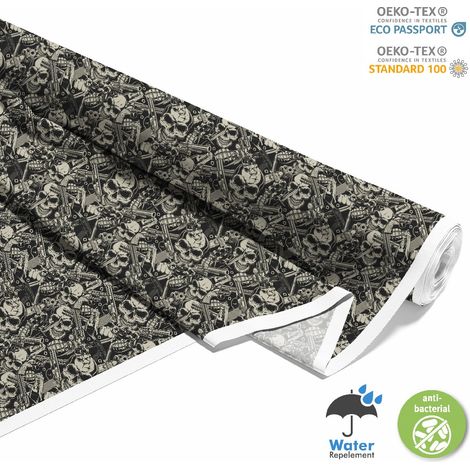 Outdoor dekostoffe oxford - Motiv Schädel und Waffen I DX533 (1/5)