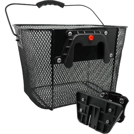 MINKUROW Cesta Para Bicicleta 32.5x24x26.5cm Rejilla Delantera Desmontable Bolsa De Compras De Transporte Negra De Acero (1/4)