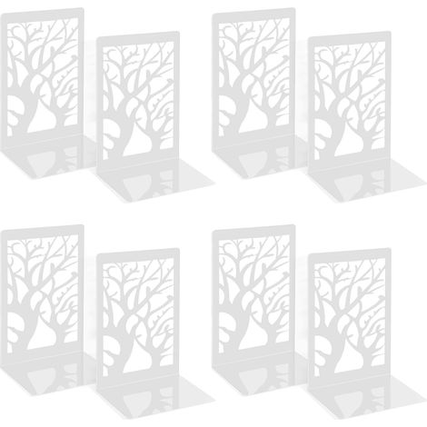 4 Paire Serre Livres Metal Cale Livre Bibliothèque Bloc Livre pour étagère (1/5)