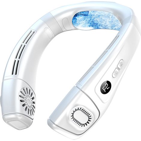 [KK] Ventilateur de cou portable avec climatisation, souffle de l'air froid et batterie rechargeable de 5200 mAh.-AquaForge