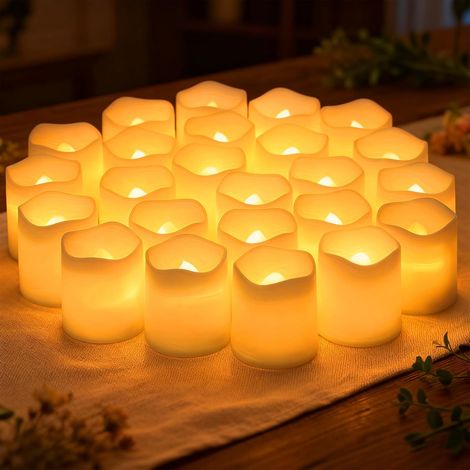 (24 Teile) Bougie Led,Bougie Led Flamme,Candle Chauffe Plat,Effet Flamme Natural & SéCurité Absolue,Pour La Maison DéCorations De Halloween NoëL (1/4)