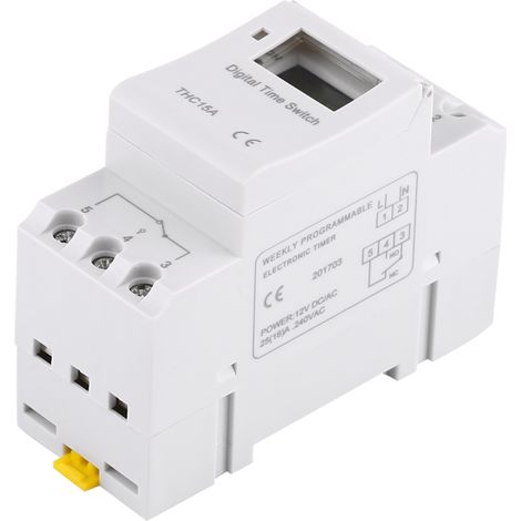 Interruptor temporizador electrónico semanal programable con pantalla LCD, 16 posiciones de encendido y 8 de apagado (CA/CC 12V). (1/5)