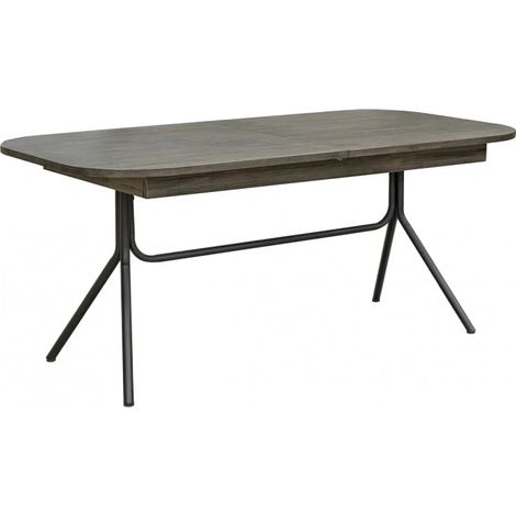 Table repas extensible L180/220 cm en bois cendré et métal - KUBI (1/5)