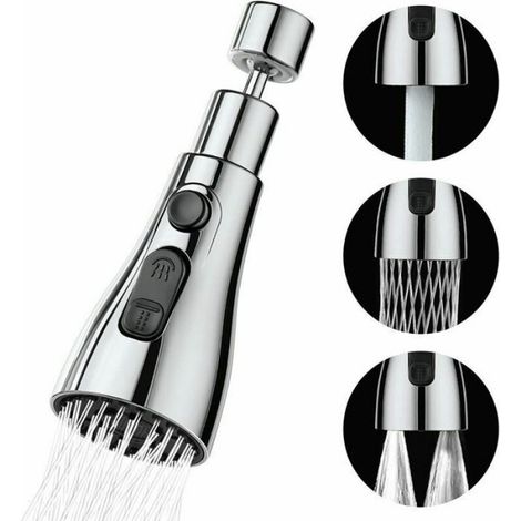 1 Douchette évier, 3 modes, Mitigeur rotatif 360°, Aérateur, Cuisine (1/4)