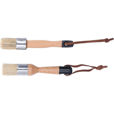 Lot de 2 pinceaux ronds 1 pouce, brosse à peindre en soies de porc pures, pinceau à cire noir (1/5)