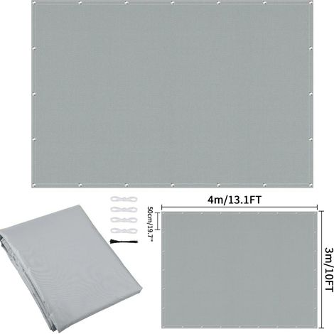 (Gris clair 400x300CM) Écran de clôture d'intimité imperméable avec perforations, résistant aux UV, convient aux cours extérieures. (1/5)